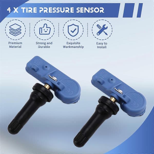 4 stk. Dæktrykssensor 433MHz TPMS-sensor 25809220 til BlueBlack