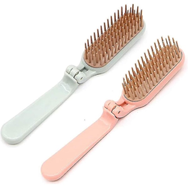 2 stk sammenleggbar hårbørste hårkam bærbar mini massasje hårbørste antistatisk (yu-1)