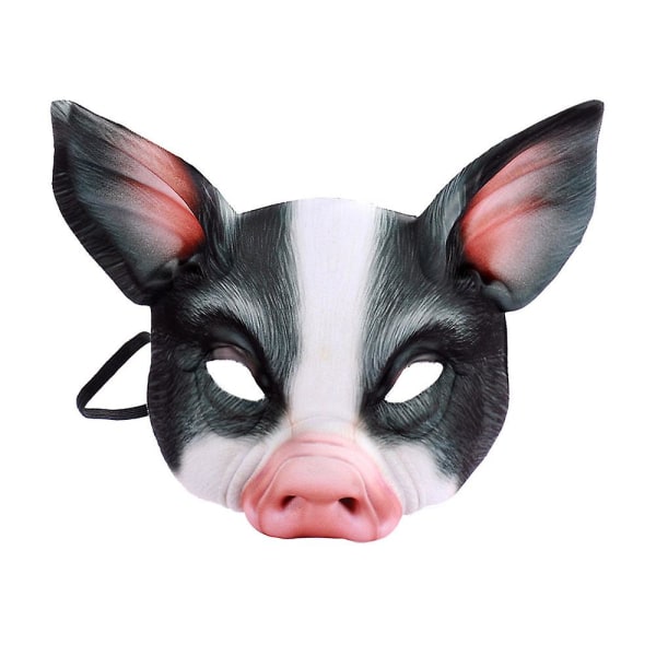 2 stk Maske Gris Halvt ansigt Festmasker Halloween Festival Stage Performance Høj kvalitet black pig