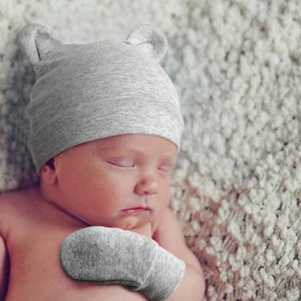 Nyfödd baby mössa och vantar, baby flicka mössa vår sommar höst vinter hattar för 0-6 månader spädbarn bomull