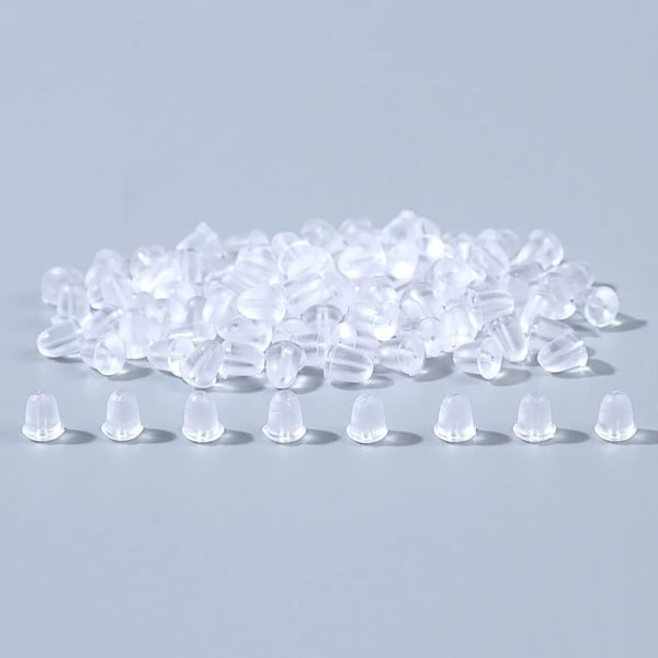 500 stycken genomskinliga örhängen i silikon Örhängeproppar för DIY-byte (storlek 4*4 mm)