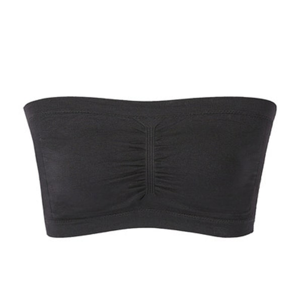 Dam Bandeau BH Vadderad Strapless Bralette BH Sömlös Bandeau Tube Top BH Black 5XL