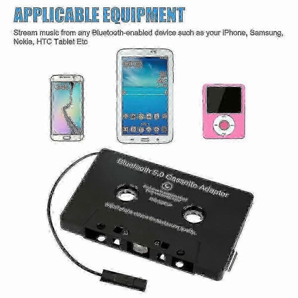 Bluetooth 5.0 Kassetteadapter til veteranbiler - Kompatibel med de fleste smartphones