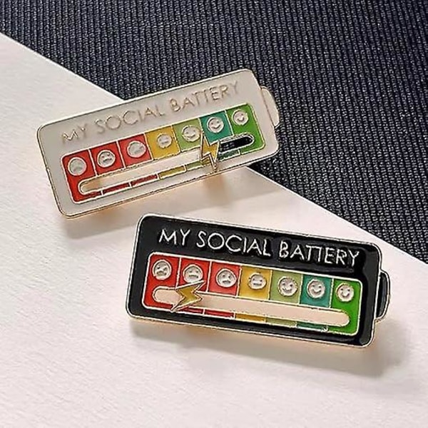 2 stk. Social Mood Brooch Pin, mit sociale batteri i 7 dage om ugen Udtryk dine følelser, socialt batteri Mood Pin Badge Sød kreativ mænd kvinder gave