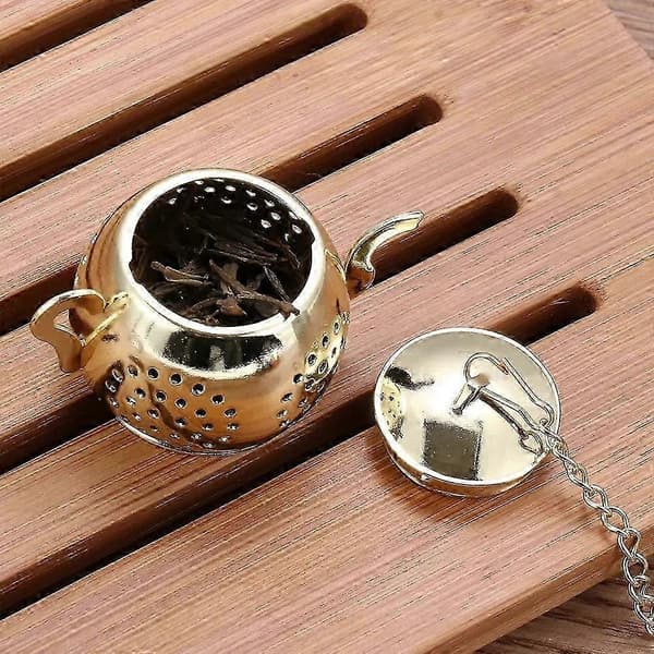 2025 Sølv Tekande Mønster Blad Te Infuser med Holdbart Krypteret Mesh Design til Kaffeblad Te eller Gløgg Krydderier