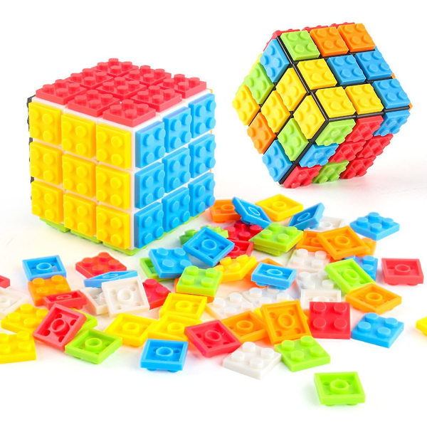 3x3 sisäänrakennettu Brick Magics Cube, Speed ​​Rubix Cube Brain Teaser palapeli ja palikkalelu lapsille aikuisten lahja White