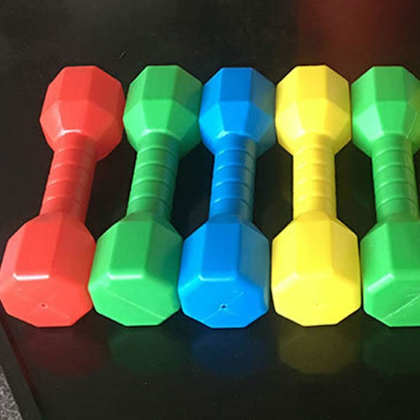 2 st/set Barn Dumbbells Fitnessutrustning Kindergarten Rolig Present Barn Arm Hand Vikter Pilates Dumbbells, Hem Gym Tränings Skivstång