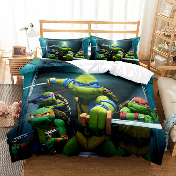 Ninja Turtles Cartoon 3D-tryckt Sängkläder Set med Tre Delar 200*200