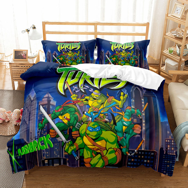 Hot sælgende Ninja Turtles klassisk tegnefilm digitalt tryk børnesengetøj tre-delt sæt