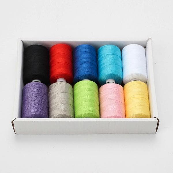Sett med 10 polyestertråder Broderitråd for håndsøm symaskin
