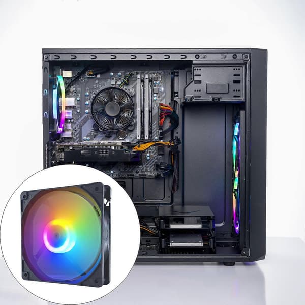 Fremadrettet luftstrøm 12 cm 4-bens støjsvag pc-køleventilator 45CFM luftstrøm ABS-konstruktion farve LED-belysning sort Black