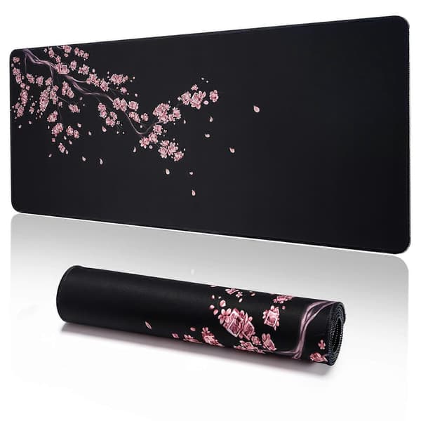 Stor musemåtte, Forlænget gaming musemåtte, Skrivebordsmusemåtte, Sakura musemåtte, Skridsikker gummibase Vaskbar musemåtte til arbejde, gaming og kontoret 31.5*15.7inch(80*40cm)