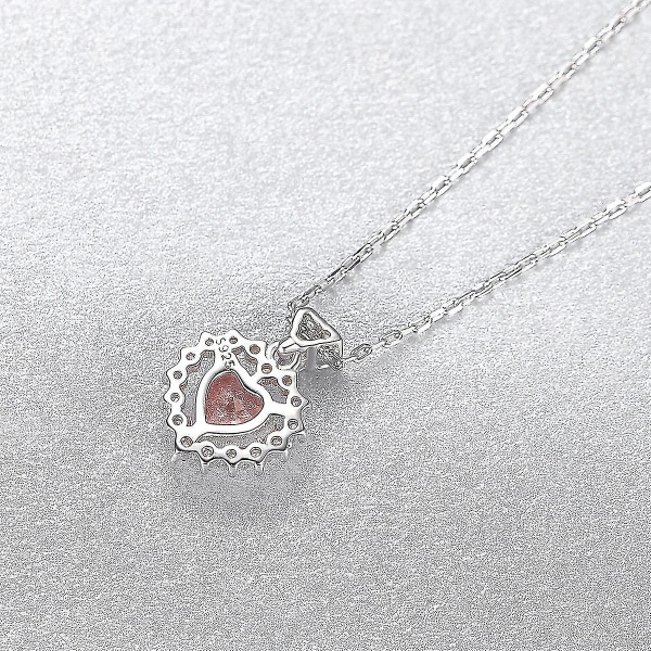 925 Sterling Silver Morganite hänge halsband hjärtform ädelsten Birthstone för kvinnor