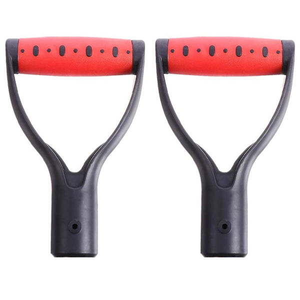 2 stk. Spade D-håndtak i plast, godt håndtilbehør for snøspade, graving og raking Red  Black