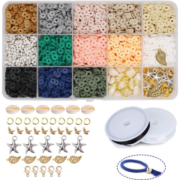 6mm Polymer Clay Handgjorda platta pärlor 2600st lösa distanspärlor för armband, örhängen, halsband