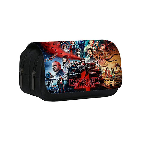 Stranger Things 4 Blyantsæske Stor Kapacitet Dobbelt Lag Blyantsæske Stationery Taske Til Drenge Piger C
