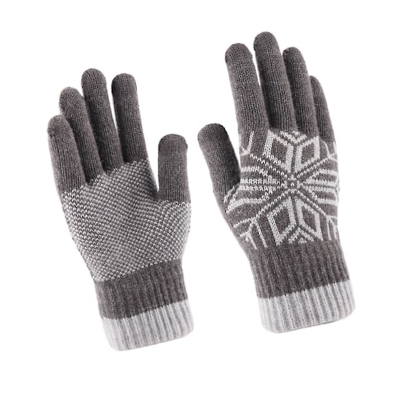 Varme handsker Trykte handsker Handsker med fulde fingre Touchscreen handsker Vintertilbehør Grå Grey 21*11cm