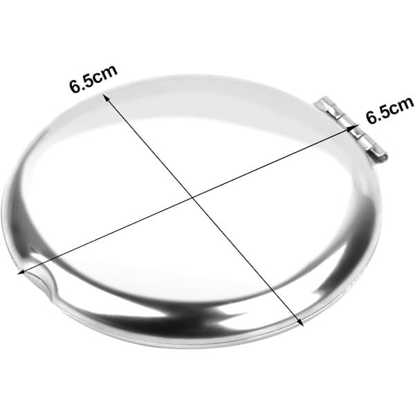 Meikkispeili taskupeili, kannettava ruostumattomasta teräksestä valmistettu matkaspeili, pieni kompakti lompakkopeili taittuva peili 6,4 cm/2,5 tuumaa