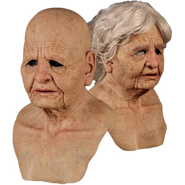 Kvindemaske, Realistisk Hovedbeklædning Dekoration Gammel Mand Maske, Halloween Latex Maske, Realistisk Menneskelig Hudmaske, Fuld Hovedmaske til Maskerade, Halloweenfest
