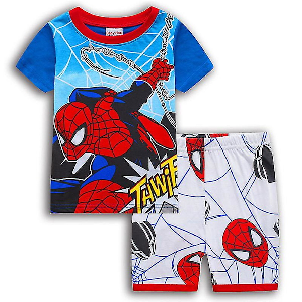 2-delt sett med Spiderman-pysjamas for gutter med korte ermer Blue White 3-4 Years