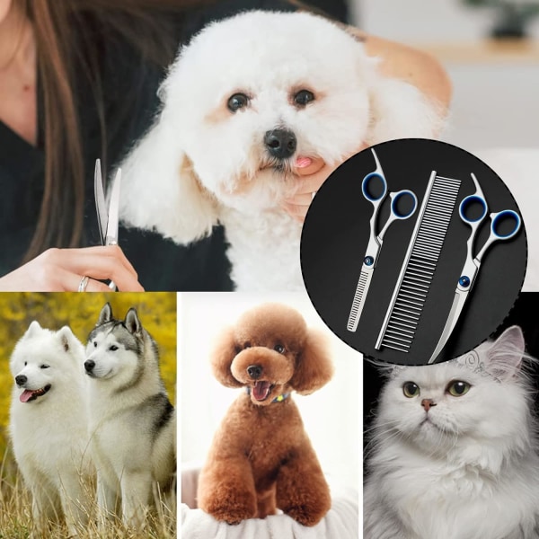 3 STK Hundepleiesaks, Hundefrisørsett, Dyrepleiesaks, buet saks og kamsett, for hunder, kattefrisørsalonger, DIY