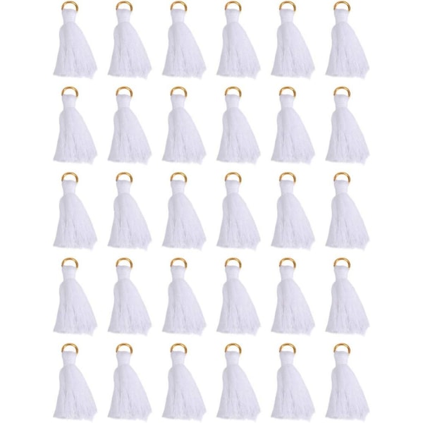 Bulk örhängen 100 st Mini tofsar Siden handgjorda tofsar Bokmärke tofsar för smyckestillverkning (vit)