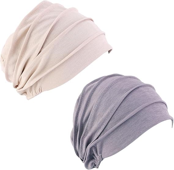 2-pack slouch beanie-mössa i bomull, sovhatt, elastisk, lätt, chemo-mössa, beanie-mössa för hår, skönhetsmössa för kvinnor