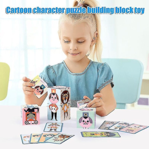 6 blokker/sett Stabelspill 3d-karakterpuslespill Tidlig pedagogisk førskolebyggeleke for småbarn