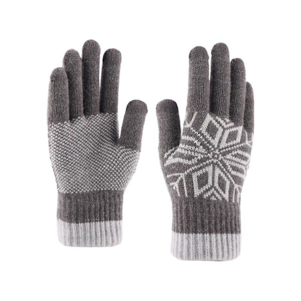 Lämpimät hanskat Painetut hanskat Täyspitkät hanskat Kosketusnäyttöhanskat Talvivarusteet Harmaa Grey 21*11cm