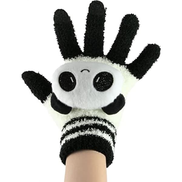 Söta Panda Vinter Ull Touch Screen Vantar för Kvinnor Flickor Vindtäta Varma Stickade Textning Vantar Vantar Julafton Present