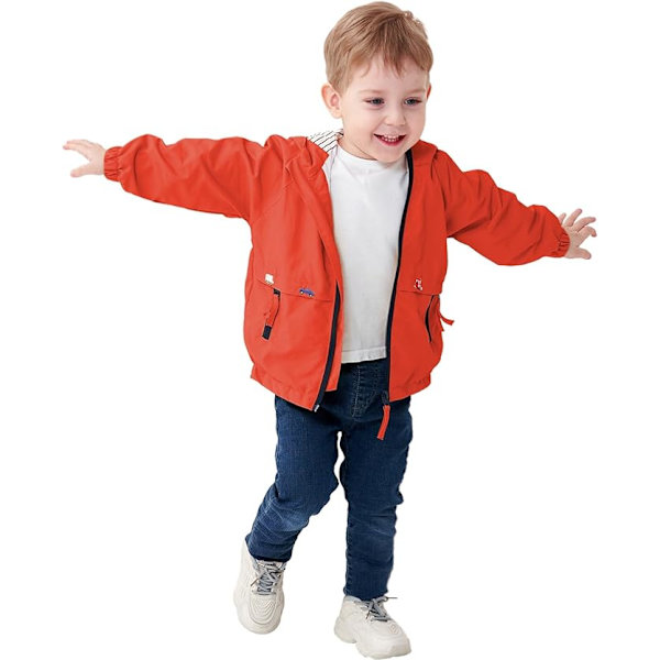 Børne Vindjakke, Baby Print Vindtæt Frakker Vindjakke Pure Red 3-4years