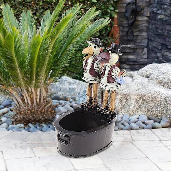 Suihkulähde Piha Taide Dekoori Kukko Variksen Pöllö Virtaava Vesi Suihkulähde Hartsi Käsityöt Crow