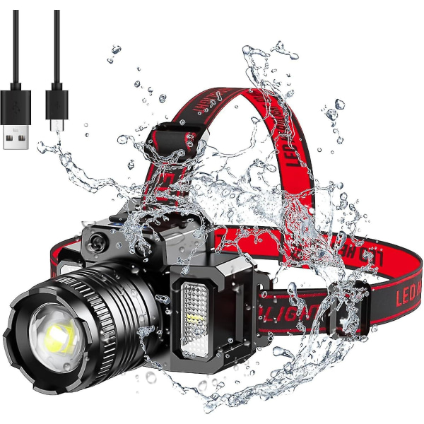 Head Torch Rechargeable - Led Headtorch With 6 Modes Ipx6 Waterproof, 360 Adjustable Angle Headlamp Flashlight, Motion Sensor, Headlight For Running,