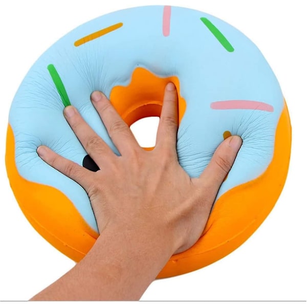 10 tum Stor Långsamt Stigande Squishy Leksaker, Jätte Donut Jumbo Långsamt Stigande Doftande Super Mjuk Pressa Squishy Mat Leksaker Stressavlastning Presentkollektion (blå