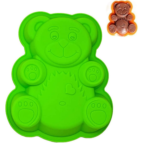 3d Suuri Tey Karhun Muotoinen Paistoalusta | Uusi Silikonikakkuvuoka Lapsille | Tarttumaton Fondant Suklaamassa Muottipelti, Bpa-Vapaa, 21 X 17 X