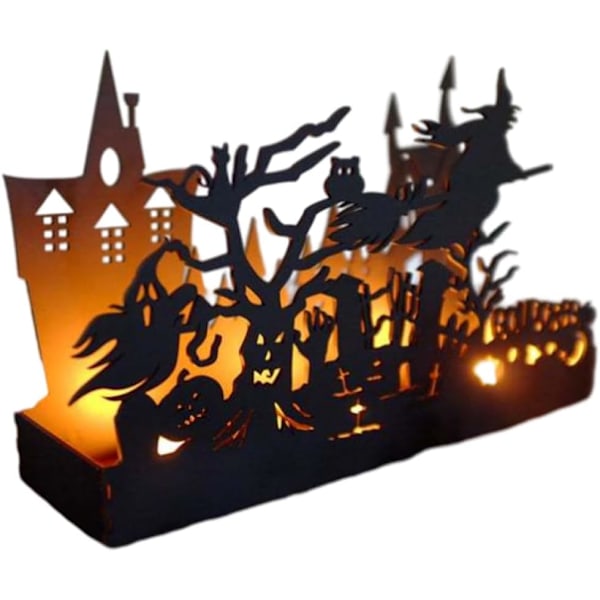 Halloween Box Box Metal Outline Hounted Candle Suptor Decoration Black (without Candle), Halloween