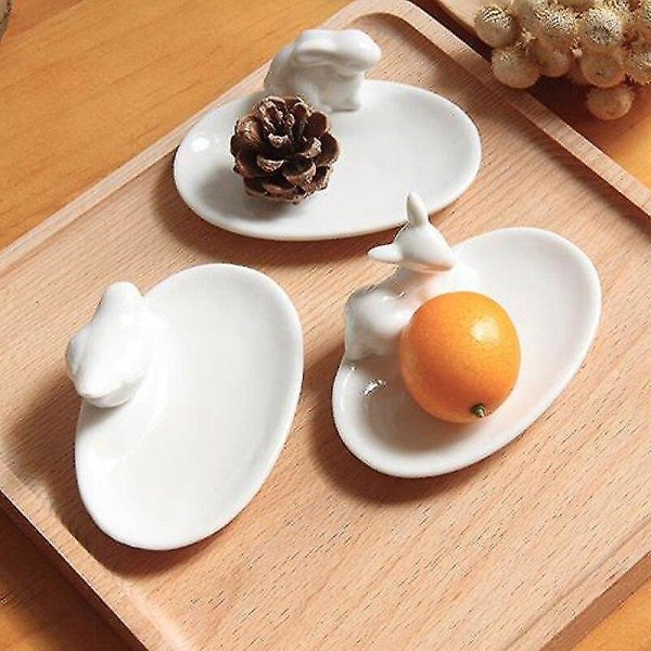 1 stk Zakka Kokeverktøy Mini Birdie Kanin Hjortefat Tallerkener Animal Pure White Keramikkbrett Hjemmedekorasjon Servise T49