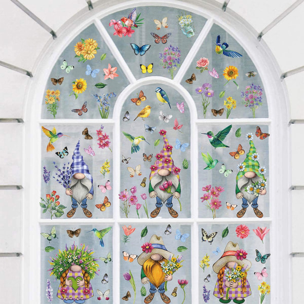 9st Fönsterdekal Vårtomte Blommönster Fönster klamrar fast Slitstarka återanvändbara statiska dekaler för heminredning Tianyuhe