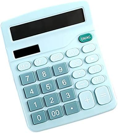Desktop Solar Calculator - 12-Digit Display - Accounting Tool for Office, Home, School Blue