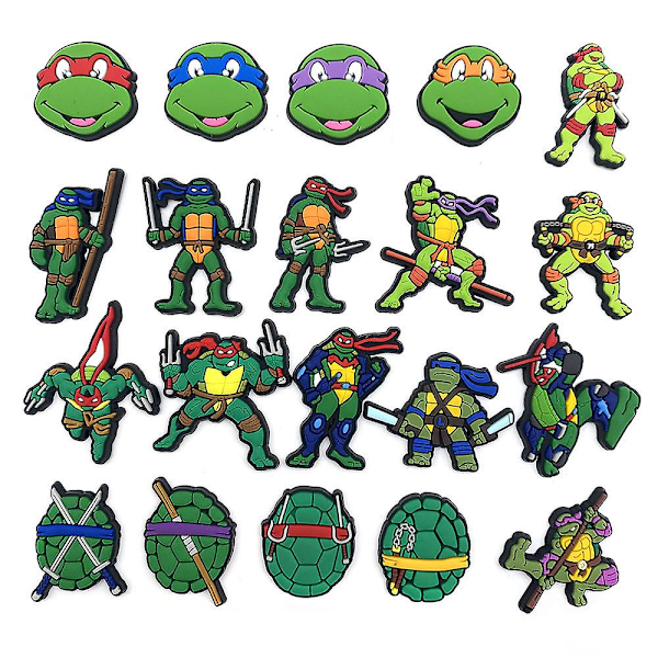 20-pack Teenage Mutant Ninja Turtles-serie skorberlocker dekorationer Clog-stift skor tillbehör vuxna barn fans presenter