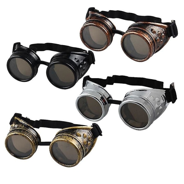 Vintage victorianske Steampunk Goggles Briller Svejsning Gothic Cosplay_x005f_x000d_ Black