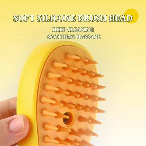 Bärbar ångande borste för husdjur Elektrisk spray Ånga Husdjurshårvårdskam Antiflygande hårpresenter Yellow