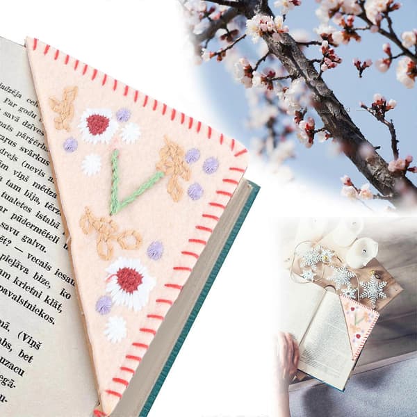 Broderede hjørne-bogmærker tilbehør til bogelskere