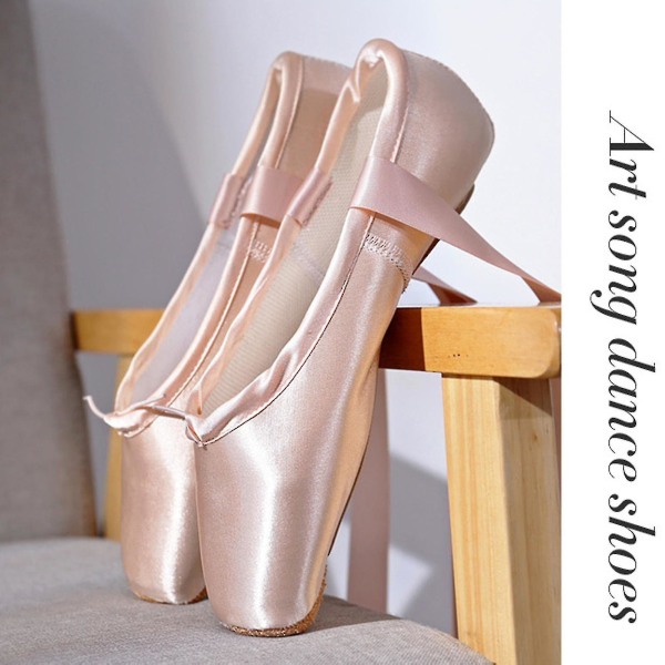 Kvinnors Balett Flats Skor Snörning Satin Pointe Skor Present för balettdansälskare