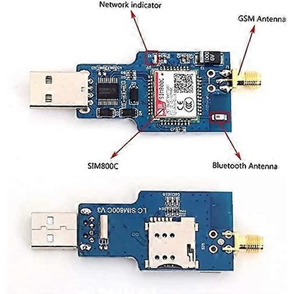 SIM800C Quad Band 850/900/1800/1900MHz USB GSM GPRS Trådlös Modul T USB Chip Stöd 2G 3G 4G