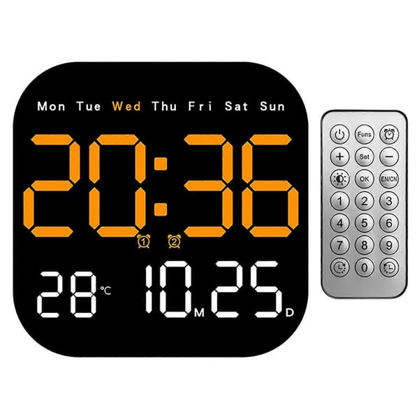 Digitalt ur stort display multifunktionsdisplay til studieværelse Orange white light