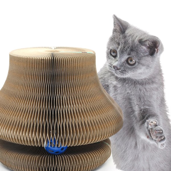 Katteskrabebræt med boldbane og harmonikalegetøj til interaktiv leg og fysisk træning - Pædagogisk legetøj til killinger og katte