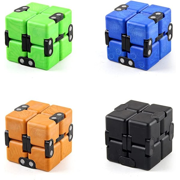 Infinity Cube Fidget Legetøj, Fidget Legetøjssæt, Fidget Legetøj Cube, Fidget Legetøj Pakke, Infinity Cube Metal (4 Stykker)