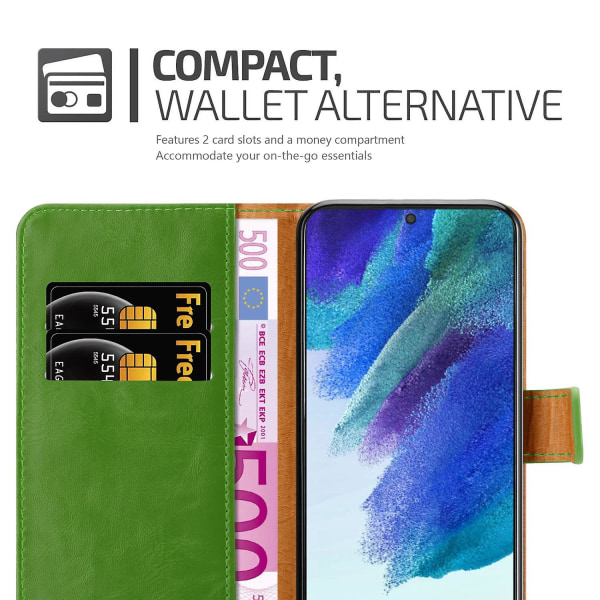 Samsung Galaxy S22 Mobiltelefon Deksel Etui - blank overflate med stativfunksjon og kortholder GRASS GREEN Galaxy S22