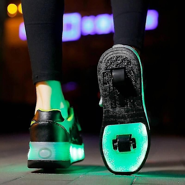 Børnesneakers Sko med dobbelthjul LED-lys Q7-yky Black 30